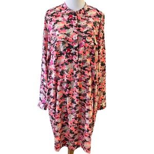 GAP CAMOUFLAGE LONG SLEEVE SHIRT MIDI DRESS PINK MULTICOLORED SIZE 8